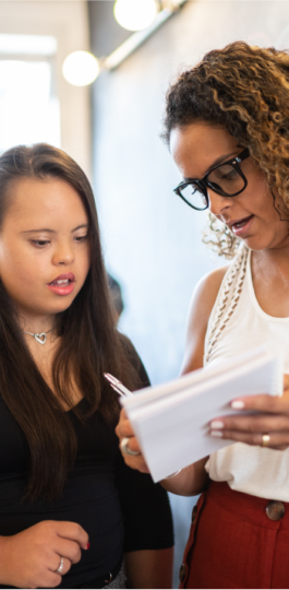 student with disabilities talks to counselor